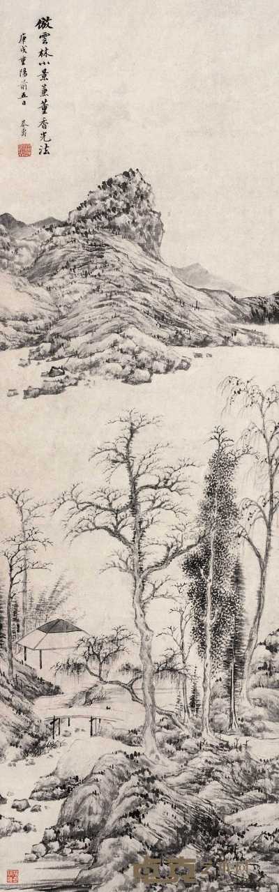 潘恭寿 1790年作 山水 立轴 121×38cm